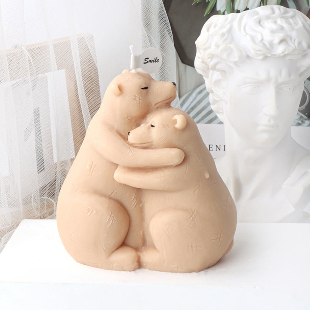 WINDLAND 3D Candle Resin Mold Hug Foxes Bear Scented Candle Epoxy Mold DIY Plaster Decors