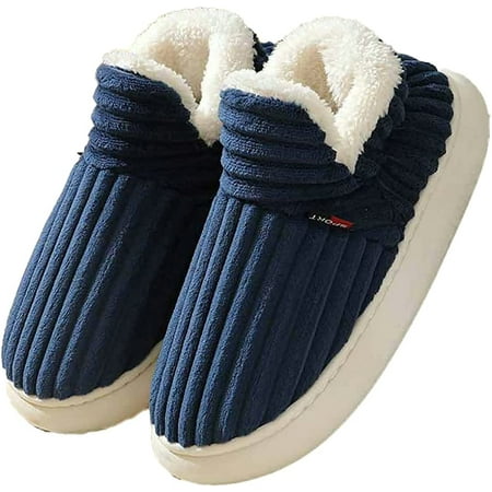 

PIKADINGNIS Trendy Fluffy Fur Warm Slippers for Women Men Solid Soft Heel Cover Indoor Outdoor House Shoes Plus Size