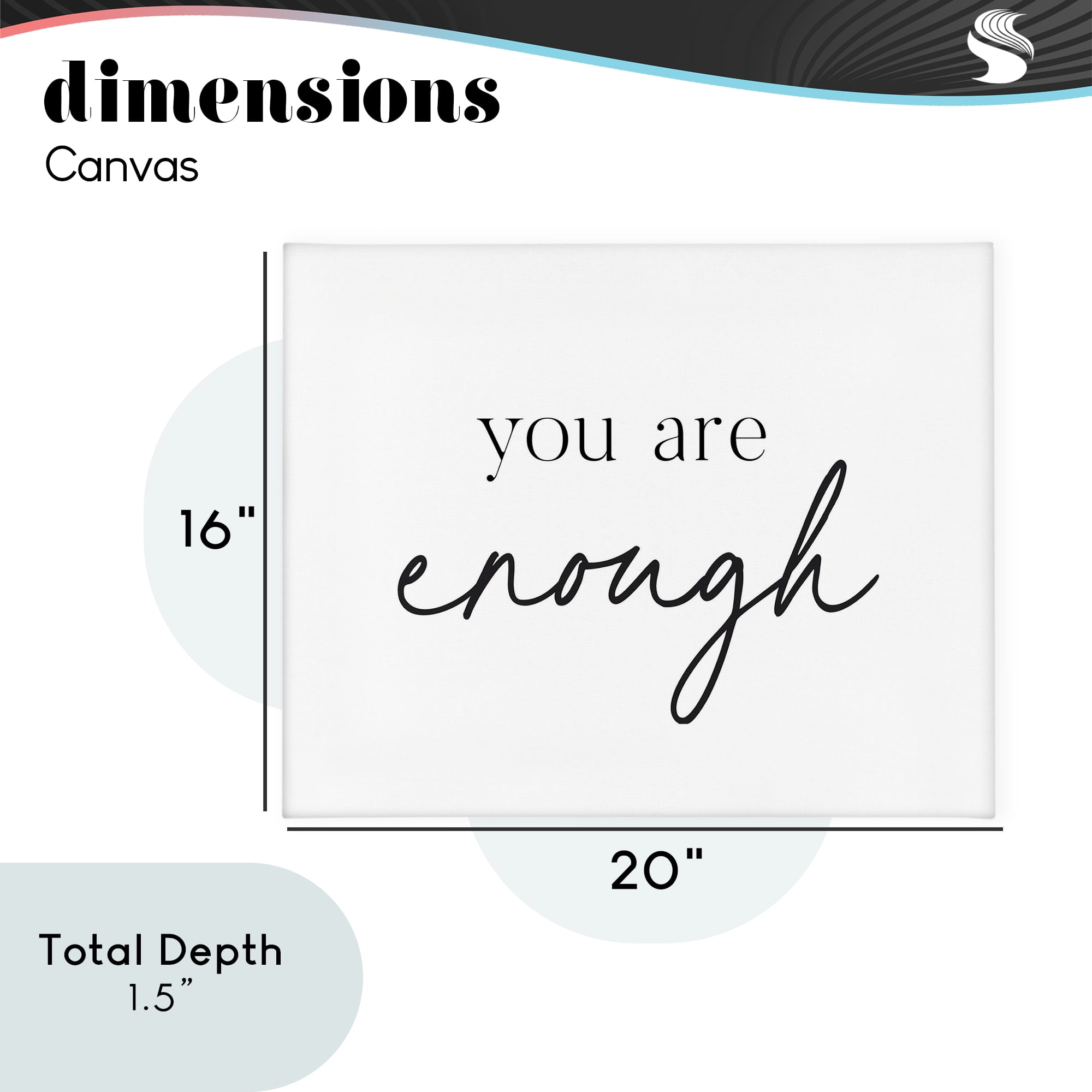 You Are Enough Sentiment Canvas Wall Art, design by Lettered and Lined