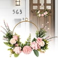 thumbnail image 4 of Veeogra Artificial Floral Front Door Wreath,14" Pink Rose Hydrangea Ring Wreath,Farmhouse Handmade Floral Decor,Spring Summer Wreaths,Wedding Festival Holiday Decor,Outdoor Wreaths For Front Door, 4 of 9