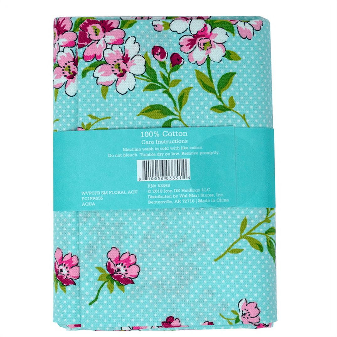Waverly Inspirations 1 Yard Cut 100% Cotton Prints Fabric Small Floral Aqua 44" Wide for Quilting & Sewing