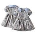 thumbnail image 3 of LYMAYTER Baby Infant Girls Floral Dresses Summer Lapel Sundress Dress Bubble Sleeve Princess Beach Skirt, 3 of 9