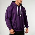 thumbnail image 6 of Men's Vintage Graphic Letter Hoodies Long Sleeve thermal Drawstring Hooded Sweatshirts Spring Fall Oversized Pullovers with Kangaroo Pocket Size 4XL Purple, 6 of 7