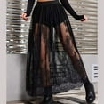 thumbnail image 2 of Rave Outfits for Women Sheer Skirt Festival Clubwear Mesh High Waist A Line Maxi Skirt Black XXL, 2 of 8