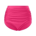 thumbnail image 5 of Linfrsh Women Mid Rise Bikini Bottoms Full Coverage Swimsuit Ruched Swim Bottom Hot Pink,L, 5 of 6