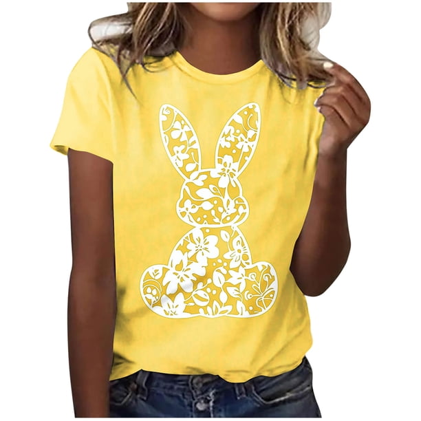 TaTaai Women Fashion Easter Themed Loose T Shirts Round Neck Short Sleeve Pullover Casual Soft Comfortable Lightweight Daily Holiday Party Outfits Tops Gift