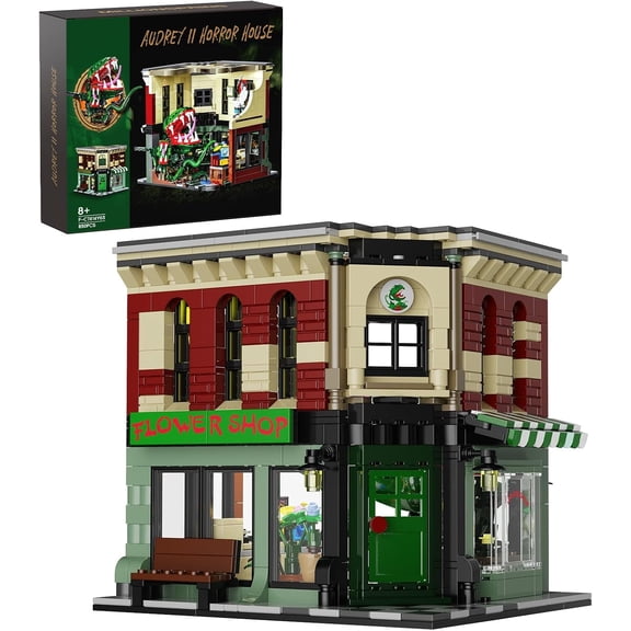 Audrey 2 Piranha Plant House Flower Shop Building Set, Horror Shop Piranha Flower Kit Compatible with Lego, Creative Toys Set Halloween Christmas Birthday Gift for Fans Boys and Girls 8 