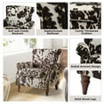 thumbnail image 3 of Wingback Armchairs Set of 2 Accent Chairs Floral Upholstered Sofa Wood Legs Lounge Seat Removable Cushion Home Living Room, 3 of 6