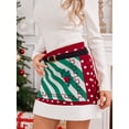 thumbnail image 6 of Women's Christmas Mini Skirts Belt Print High Waist Patchwork Knit A-line Skirts Fall Party Packaged Hip Skirts Streetwear, 6 of 9