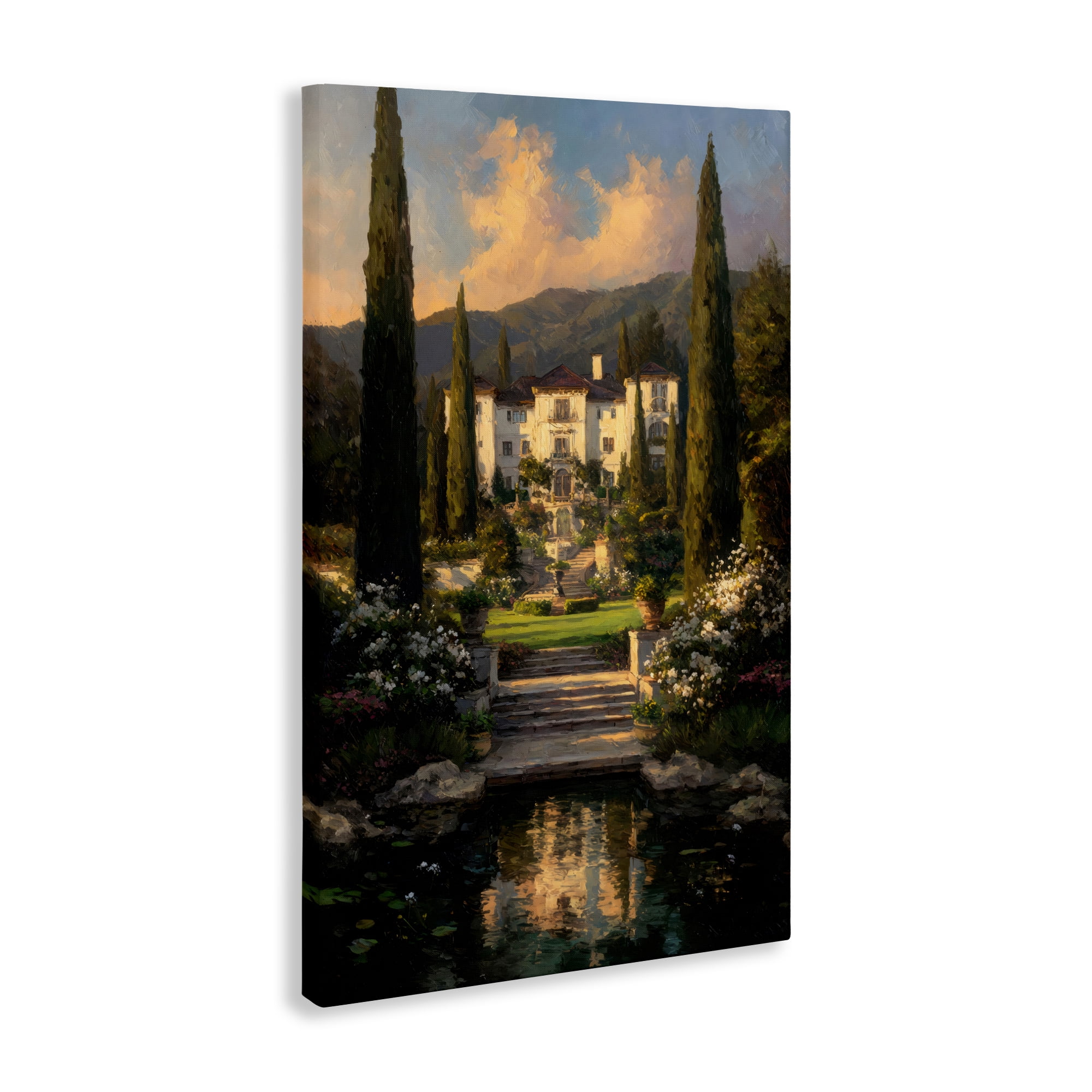 Stupell Industries Victorian Mansion at Sunset Canvas Wall Art, design by Petal Prints Design