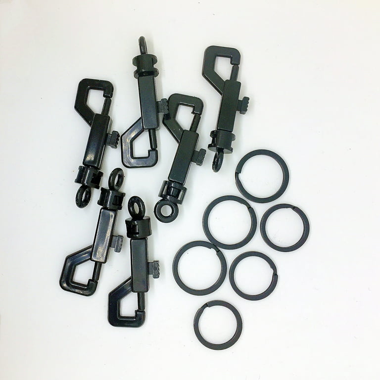 Snap Bolt 6 Pcs Key chain Hooks Lightweight & Durable 2.75x0.83 Black  Plastic Spring Snap Hooks -Come with Black Key Ring