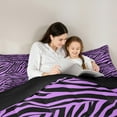 thumbnail image 5 of Manfei Zebra Print 3-Piece Full Size Comforter Sets,Abstract Stripes Bedding Comforter Set,Black Purple Bedding Sets,Lightweight Animal Room Decorative,Reversible, 5 of 8