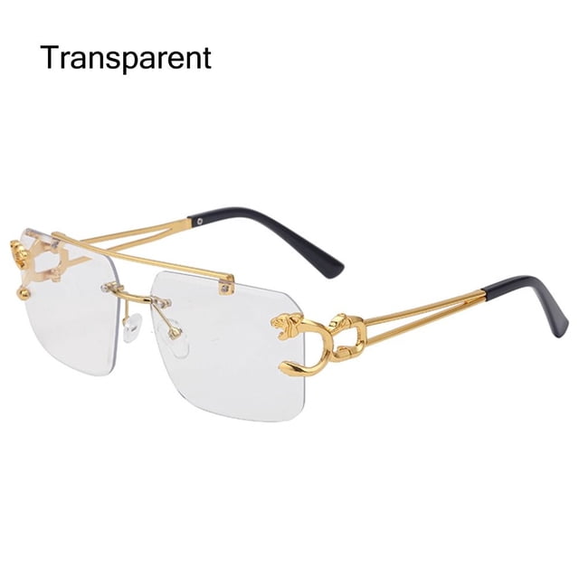 Gafas de sol con decoración de Cheetah Retro Para hombre y mujer, anteojos de sol sin montura, de Metal, Steampunk, a la moda, de verano, UV400