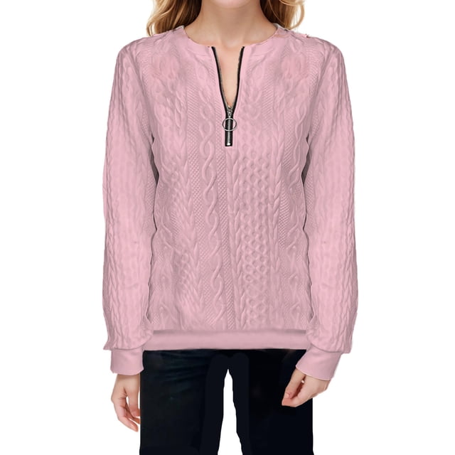 GigrtiJin Sweat à Quart de Zip pour Femmes Manches Longues Col Rond Décontracté Mode Pull Vêtements Amples Athlétiques