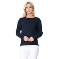 thumbnail image 2 of YEMAK Women's Long Sleeve Crewneck Lightweight Casual Soft Knit Pullover Sweater MK8015-NAV-L, 2 of 7