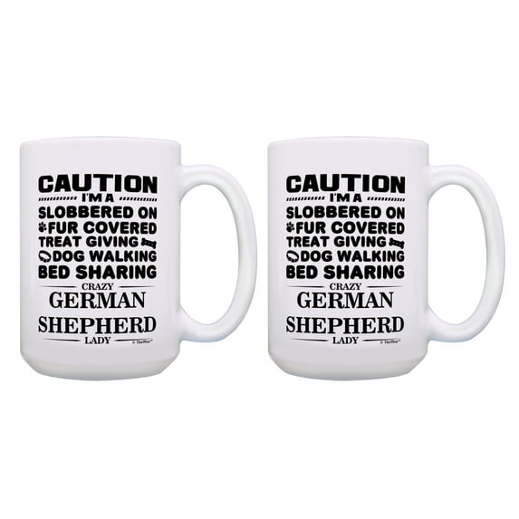 ThisWear German Shepherd Mug Set Crazy German Shepherd Lady Gift 2 Pack 15oz Coffee Mugs