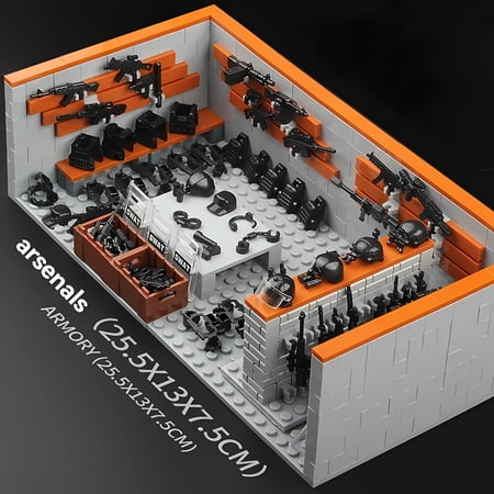 NWJ Military Building Block Toy Set - Soldier Arsenal and Armory Scene Assembly Educational Gift