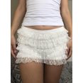 thumbnail image 2 of Arvbitana Women's Skorts Shorts Heart Print Lace Layered Ruffle Shorts Casual Elastic Waist Short Pants for Party Club, 2 of 4