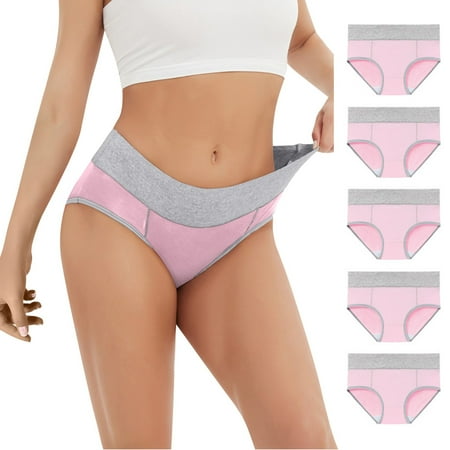 Hot Sale! WEANT Panties for Women Plus Size Butt Lifting Panties 5PC Women s Large Color Cotton High Waist Pants with Raised Hips Underwear Light pink L