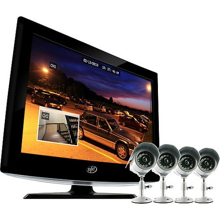 SVAT TWR1-503-002 19" LCD All-In-One Security System with 4 Hi-Res Indoor/Outdoor Surveillance Cameras