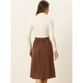 thumbnail image 4 of Unique Bargains Women's A-Line Button Front Belted Corduroy Midi Skirt, Dark Brown, M, 4 of 6