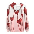 thumbnail image 4 of Renewold Y2K Women Zip-up Hoodies Sweatshirts Long Sleeve Hooded Jackets with Kangaroo Pockets Valentine's Day Daily Wear Clothing Red Hearts Sports Outfits Size 2XL, 4 of 6