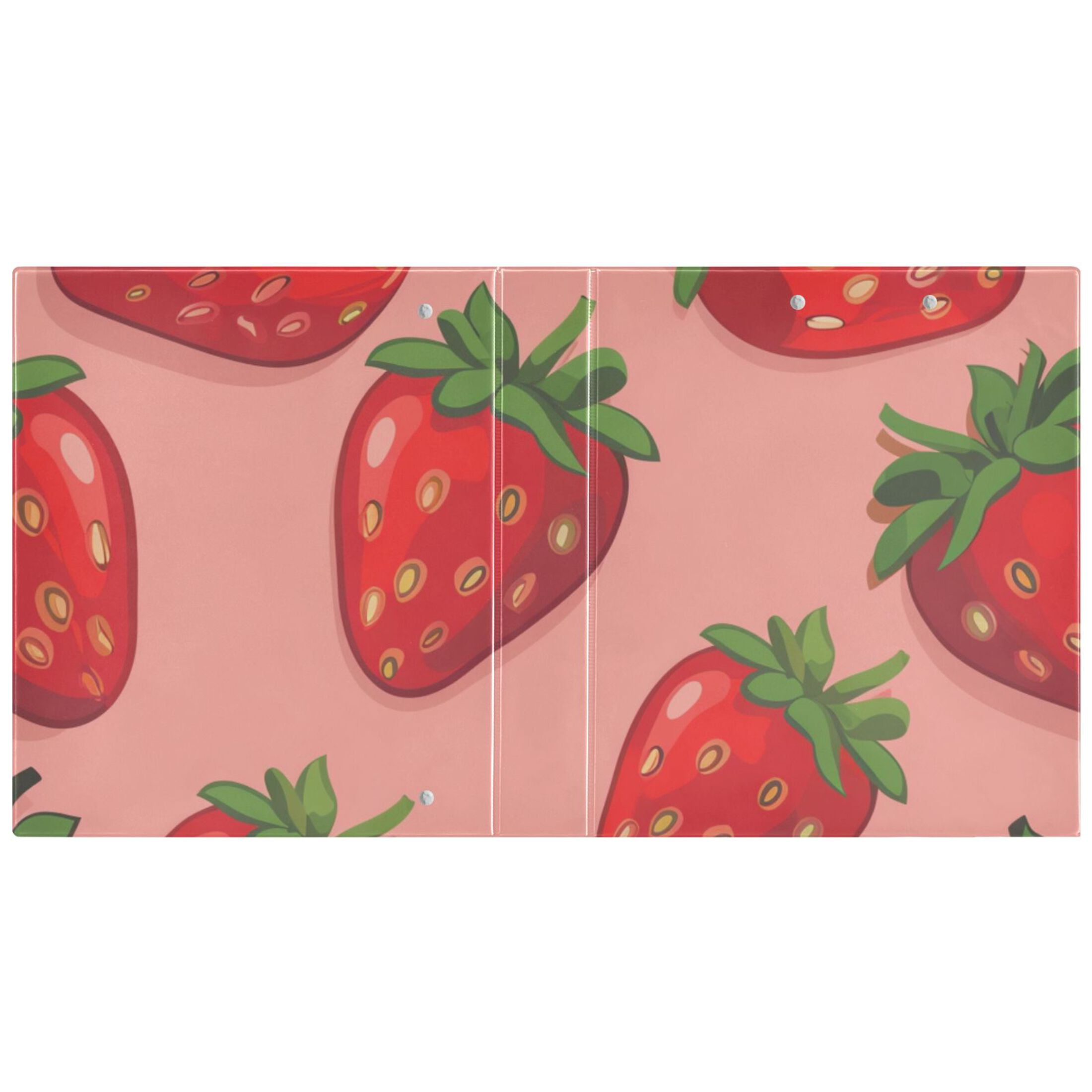 Strawberries Flowers 3 Ring Binders 1.5 inch Hardcover File Folders with Interior Pockets A4 Size Organizer for School Office Hospital