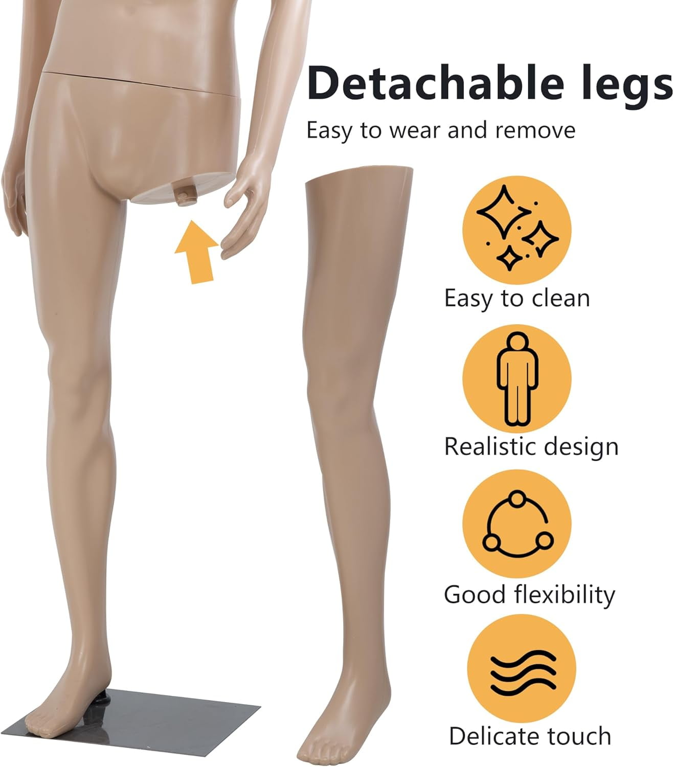 PayLessHere 69" Female Full Body Mannequin, Polyethylene with Detachable Head & Metal Base for Adult Clothing Display