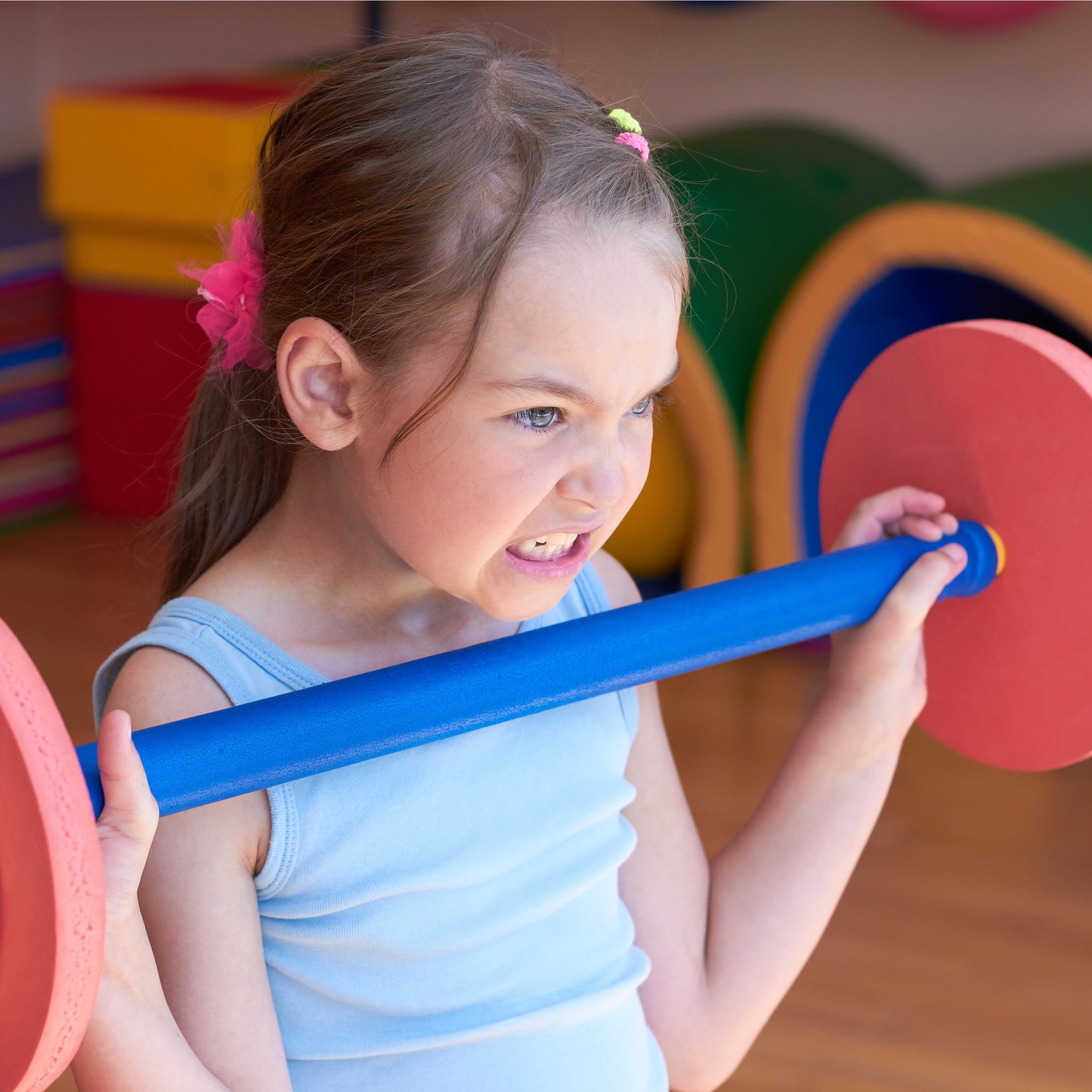 Hey Play Kids Weight Bench Set with Leg Press and Barbell for Ages 3 and Up