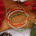 thumbnail image 3 of Christmas Bracelet for Women - Boho Stackable Beaded Bracelet with Gold, Red, Green & White Beads, Holiday Party Jewelry Gift, 3 of 5