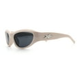 thumbnail image 6 of 90s Sport Fashion Wrap Around Styling Star Emblem Temple Sunglasses Ivory - Black, 6 of 8