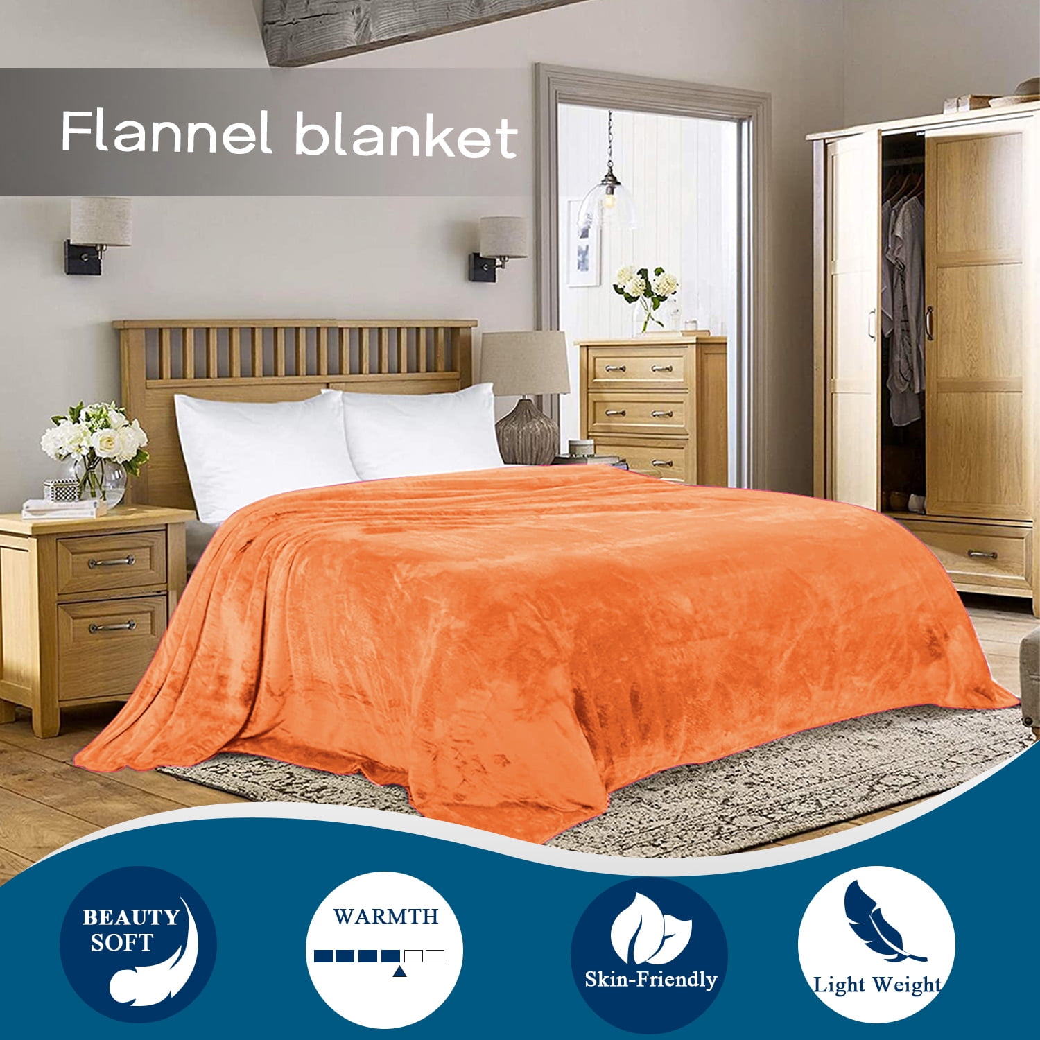 Soft Microfiber Twin Blanket for Sofa, Plush Flannel Fleece Blanket