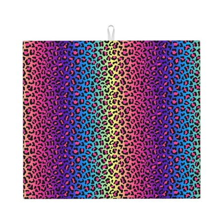 

Naloa Leopard Neon Rainbow Gradient Dish Drying Mat for Kitchen Counter Heat Resistant Drainer Mats Absorbent Draining Mat Dish Rack Pad 16 x18