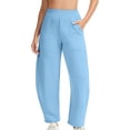 thumbnail image 3 of VBVC Women's Y2K High Waisted Barrel Pants , Comfy Pull-On Stretchy Trousers For Women , Ladies' Lightweight Work Pants with Pockets, Sky Blue , S-3XL, 3 of 9