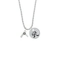 thumbnail image 2 of Delight Jewelry Silvertone 3-D Hair Dryer Silvertone Script Initial Disc - R - Charm Necklace, 20"+3", 2 of 4
