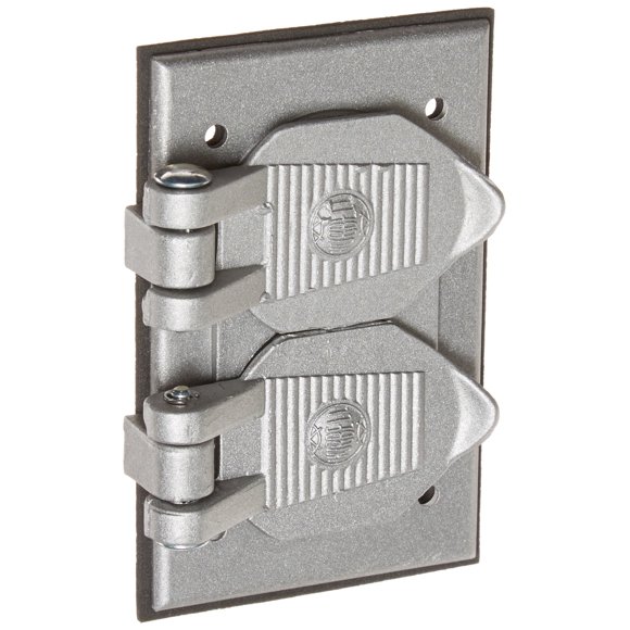 Hubbell Wiring Systems HBL5206WO Cast Aluminum Heavy Duty Horizontal FS/FD Box Mounting Weatherproof Wall Plate Duplex Cover, 2-7/8" Width x 4-9/16" Height x 51/64" Depth