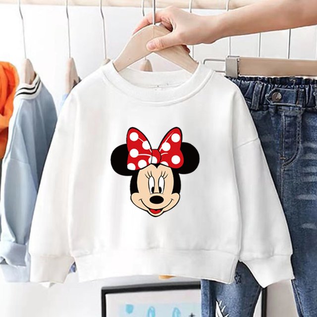 2022 Kids Toddler Round Neck Sweater Spring Autumn Girls Cartoon Printing Clothing Baby Minnie Mickey Mouse Fashion T-Shirt3T Gao Jinjia LED