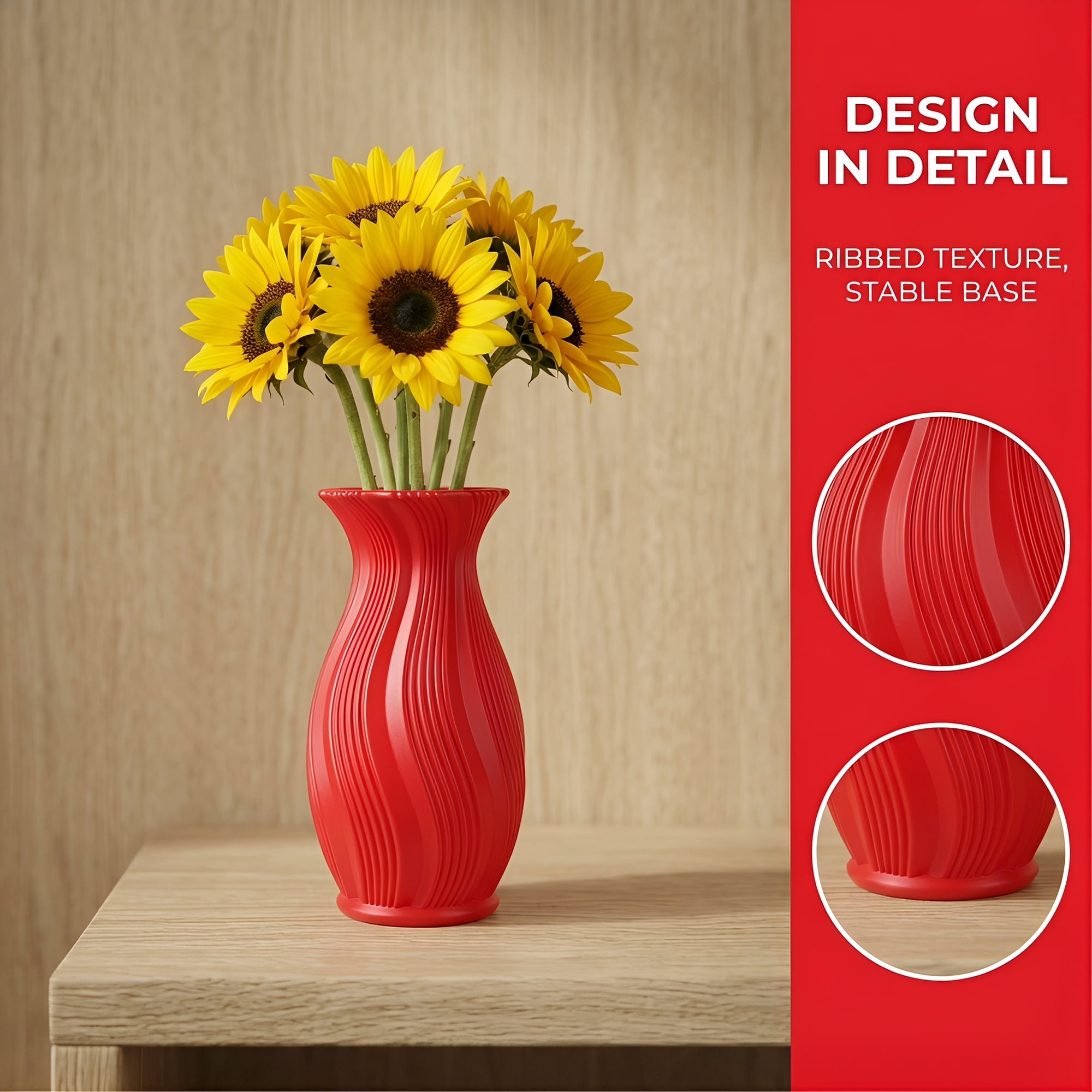 Unique Bargains Geometric Unbreakable Plastic Flower Vase Red 4.7"L x 4.7"W x 8.9"H