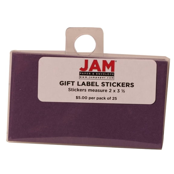 JAM Paper Gift Label Stickers, 2 in x 3 1/2 in, Purple, 25 per Pack