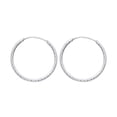 thumbnail image 1 of 14k White Gold 1mm Beaded Diamond-Cut Endless Hoop Womens Earrings 18MM X 18MM, 1 of 2