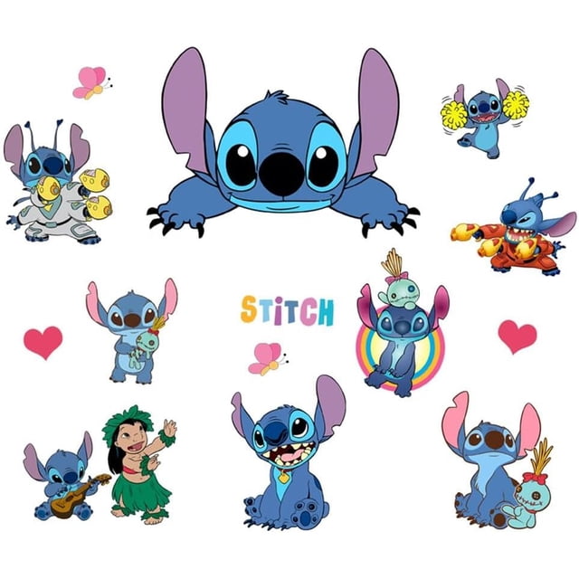 Vinilos decorativos Lilo y Stitch Arte de pared de dibujos animados para niños Stitch Wall