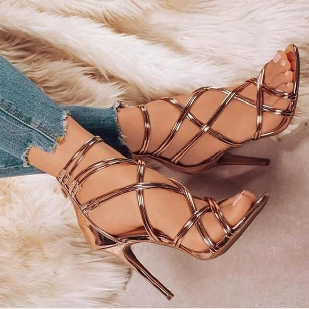 Sandalias de mujer Zapatos de fiesta Sandalias sexy Punta abierta Tacones súper altos Stilettos de boca de pez Wmkox8yii shjk5793