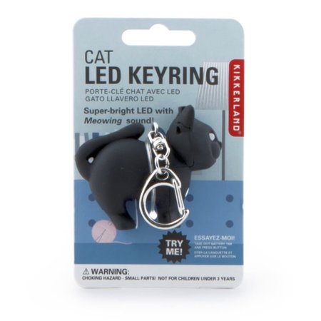 Alltopbargains Kikkerland Black Cat Led Keyring Light Up Eyes Meowing Sound Key Chain Fun Gift Walmart Com Walmart Com