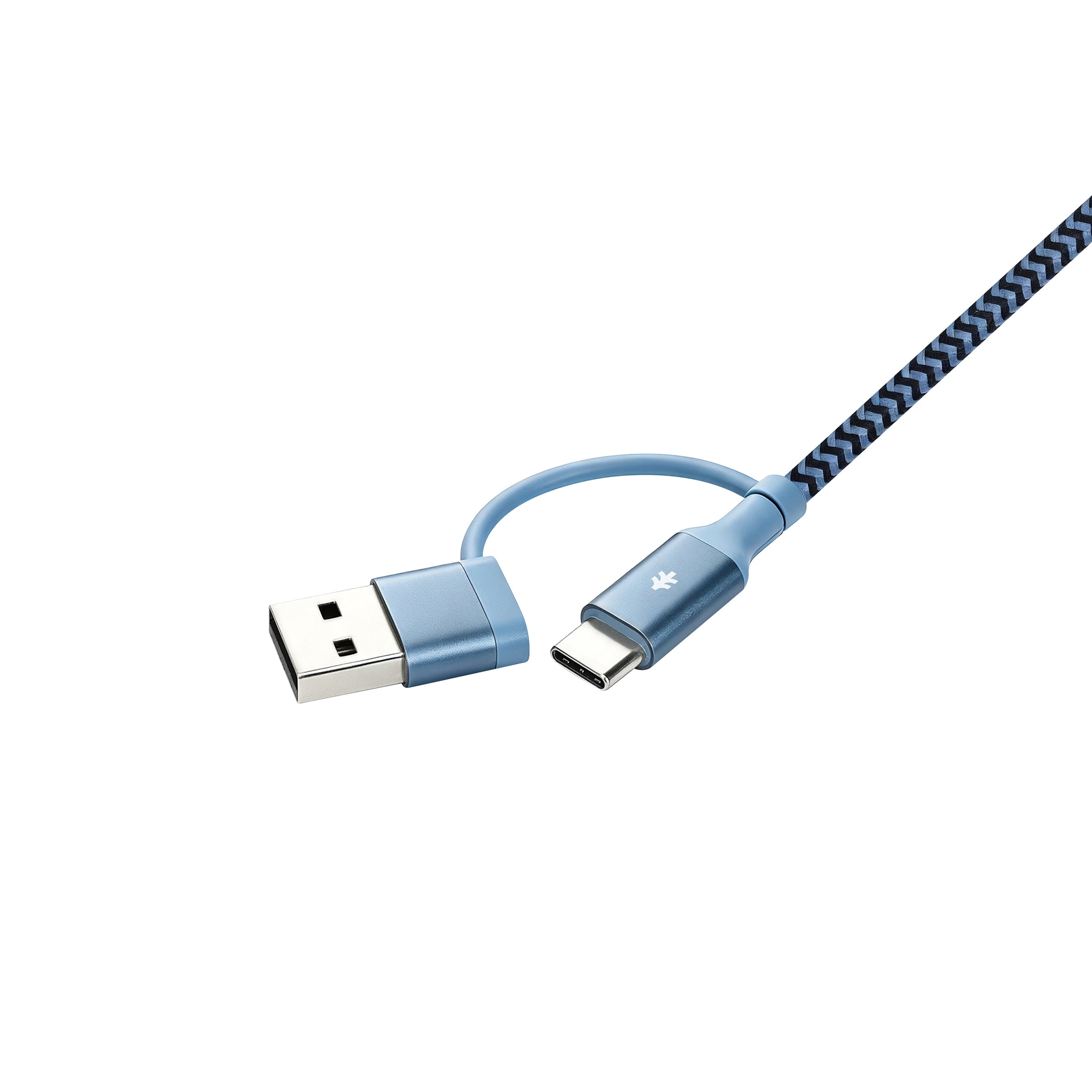 Swiss Tech Kabel T60 6 ft 60W 4-in-2 USB-C to USB-C/Lightning Charging Cable, Cresta Blue