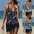 thumbnail image 2 of Jacenvly Women'S Plus Size Two Piece Cozy Sleeveless Swimsuit Floral V-Neck Surfing Swimwear Lightweight Women Two Piece Suits Print Tank Tops with Boyshorts Swimming Suits Multicolor, 2 of 8