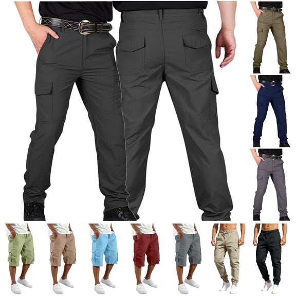 BiZtdJrK Tactical Pants for Men Outdoor Hiking Cargo Pants with Multi Pockets Casual Button Zip Waist Relaxed Fit Work Trousers Big and Tall Sports Pant Black 4XL