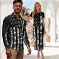thumbnail image 2 of Psesaysky Grey Camo America Flag Shirt for Men Slim-Fit Tops,4th of July Womens Short Sleeve Pencil Long Dress Couple Matching Hawaiian Outfit Patriotic Couples Match Clothes,S-3XL, 2 of 6