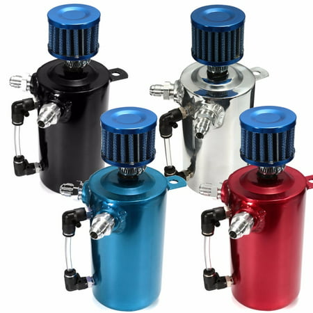 MATCC 0.5L Oil Breather Tank Catch Can Reservior w/ Blue Air Filter Alloy Car Auto SUV Racing Engine 500ml 0.5 Litre Aluminum Alloy AN6 AN8 AN10 AN12 Fitting Adapter US,Red
