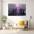 thumbnail image 3 of Purple Full Moon Wooden Dock Sea Framed Canvas Prints for Hallway Bedroom Office Decor, Ready to Hang12"L x 8"W, 3 of 10