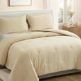 thumbnail image 6 of EMONIA 3pcs Queen Comforter Set Duvet Insert, All Season Quilted Down Alternative, Hotel Luxury Fluffy Soft Cooling, Skin-friendly Machine Washable Quilted with Corner Tabs (Beige,88x88 inches), 6 of 7